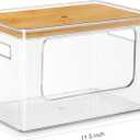 Hudgan Stackable Storage with Bamboo Top for Laundry Room Organization, Extra Large Trash Bag/Garbage Bag Dispenser, Under Sink Organizer, Pantry Organizers
