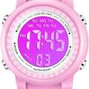 Venhoo Kids Watches 3D Cartoon Waterproof 7 Color Lights Toddler Wrist Digital Watch with Alarm Stopwatch for 3-10 Year Girls Little Child (Pink)