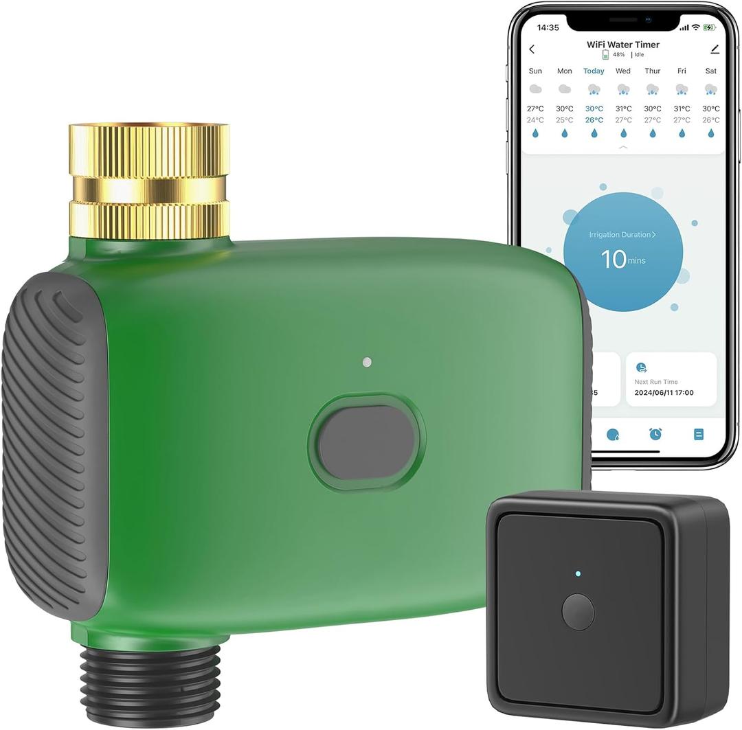 WiFi Sprinkler Timer, Programmable Water Timer for Garden Hose, Outdoor Smart Sprinkler Controller for Lawn Automatic Irrigation System, with WiFi Hub, APP Control, Compatible with Alexa/Google