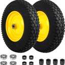 4.80/4.00-8 Pneumatic Tires, 16" Wheelbarrow Tire and Wheel 400LB Capacity, with 5/8" & 3/4" Bushing Kit, 3"-4''-6''-7" Adjustable Hub, for Garden Cart, Utility Carts, Trailers, Hand Trucks, 2 Pack