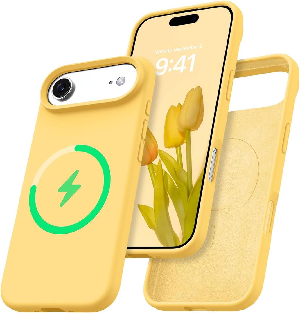 BENTOBEN Magnetic for iPhone Air Case with Magsafe, Liquid Silicone Phone Case iPhone 17 Air Shockproof Gel Rubber Soft Bumper Microfiber Lining Protective Cover Cases for iPhone Air 6.5" 2025, Yellow