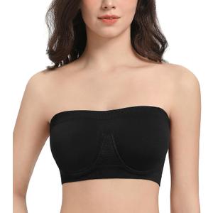 Lemorosy Women's Invisible Seamless Non-Padded Underwire Bandeau Multiway T-Shirt Bra (Black, XXXL)