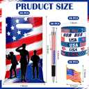 144 Pcs Patriotic Gift Bulk 36 American Flag Gift Bags 36 USA Wristbands 36 American Flag Ballpoint Pens 36 Patriotic Brooches Memorial Day Gifts for Independence Day Party Favors
