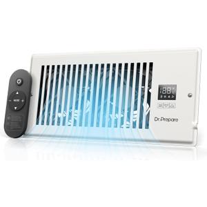 DR.PREPARE Register Booster Fan Fit for 4"10" Register Holes, Smart Vent Booster w/Thermostat Control & Remote Control, Improves Heating & Cooling Vents, Quiet Fan Mode with 10 Speeds