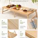 Boho Wooden Folding Picnic Table 60"x30" Low Portable Outdoor Camping Table, 60x30in - No assembly required