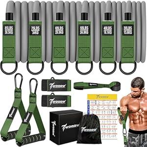 Resistance Bands, 350lbs Heavy Exercise Bands with Handles, Workout Bands Set for Working Out Men, Fitness Weight Bands for Strength Training, Stretching, Slim, Physiotherapy-Home Equipment (Green)