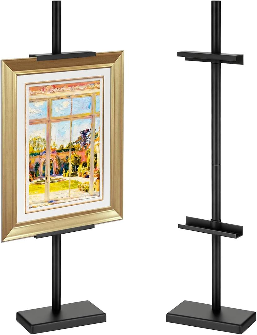 Adjustable Tabletop Stand for Frames, Stand Table Easels for Display Up to 28" H, Metal Picture Frame Holder Stands for Photo Picture Frame Artwork(Black)