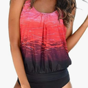 BIKINX Tankini Swimsuits for Women Plus Size Swimwear Tummy Control Two Piece Bathing Suits Red and Black, Size 3XL