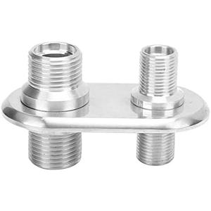 A/C Bulkhead, Car 2-Port Air Conditioner Bulkhead Connector Universal Modification Replacement for Hot Rod(Silver)