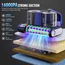 Mattress Vacuum Bed Vacuum Cleaner 16Kpa Suction 253.7nm UV-C Light, 140F Heated Air, 30000 RPM Brushroll, Ultrasonic, HEPA Filter, Handheld Vacuums for Carpet/Sofa, 500W Corded, (Light Blue)