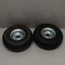 (2 Pack) 10 Inch Solid Polyurethane Tire 4.10/3.50-4 Tire, 10" Flat Free Wheels with 5/8" Bearings, 2.2" Offset Hub for Garden Cart, Hand Truck, Lawn Cart, Mower