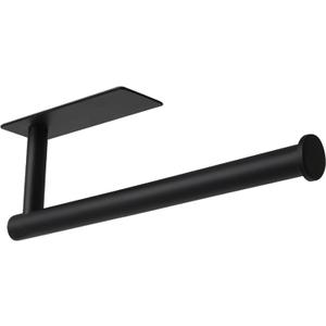 theaoo Paper Towel Holder - Under Cabinet Paper Towel Holder for Kitchen, Adhesive Paper Towel Roll Rack for Bathroom Towel, Wall Mounted Matte Black Paper Towel Rack, SUS304 Stainless Steel