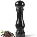 LHS Pepper Mill Grinder Salt Grinder, Arcylic Peppercorn Grinders with Adjustable Ceramic Grinding Core (8 Inch,Black)