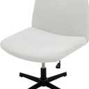 MIFXIN Armless Office Desk Chair Cover Slipcover Stretch Soft Wide Seat Mid Back Accent Chair Swivel Computer Task Vanity Chair Slipcover Furniture Protector Without Arms (White)