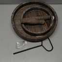 Farmhouse Two Tiered Wooden Tray Stand, UBTKEY 2 Tier Wood Round Decorative Tray with Metal Handle for Rustic Home Decor Seasonal Decorations (Rustic Brown)