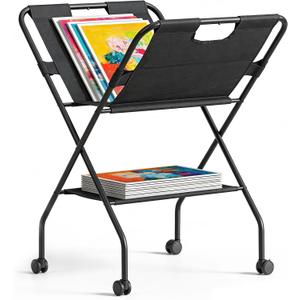 Folding Art Storage Racks with Caster Wheels, Sturdy Art Print Racks & Canvas Organizers, Duty Collapsible Art Studio Storage, Fits Frames, Prints, Posters for Artists, Home & Classroom