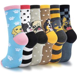 5-6 Pairs Women's Cute Cat Socks Gifts, Funny Novelty Animal Print Crew Cotton Socks Christmas Gifts for Women Girls
