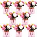 Zeyune 8 Pieces Pink Flowers in Ceramic Vase Women Pink Office Decoration Table Flowers Centerpieces Small Fake Hydrangeas with Pot for Spring Party Wedding Decor Mother Gifts