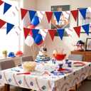 Faccito 5 Pack Baseball Banners Party Decorations Sports Championship Pennants Hanging Decor Themed Triangle Flags Athletics Game Garland for Birthday Party Supplies (Red,Blue,White)