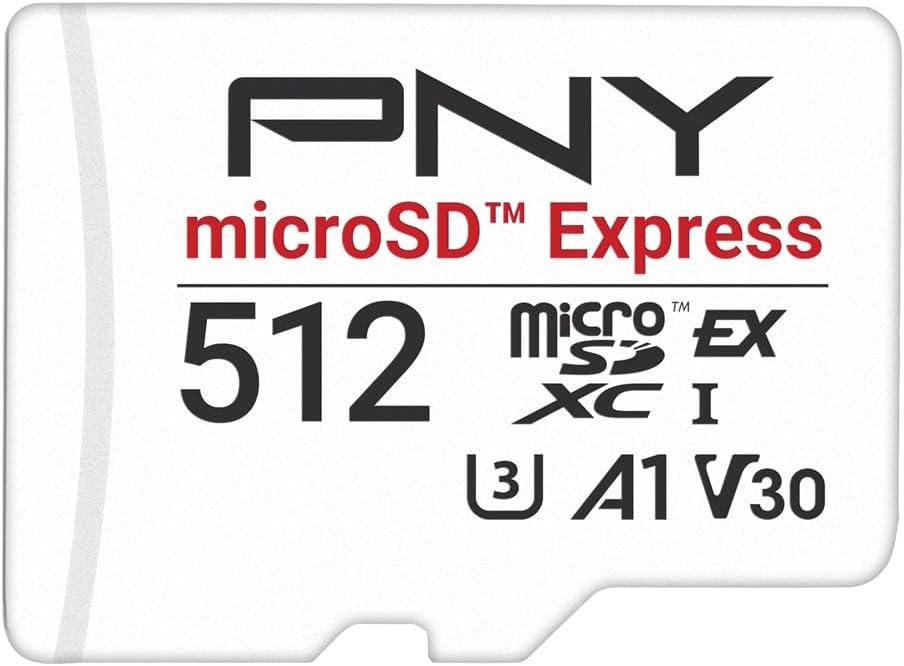 PNY microSD Express 512GB UHS-I U3 V30 A1 microSDXC Flash Memory Card, up to 890 Read & up to 810 Write, Ideal for microSD Express Compatible Devices Like Nintendo Switch 2