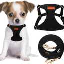 CHEDE No Pull Puppy Harness and Multifunction Dog Leash, Soft Adjustable No Choke Escape Proof Cute,Lightweight Pet Vest Harness for Dog (XS, Black)