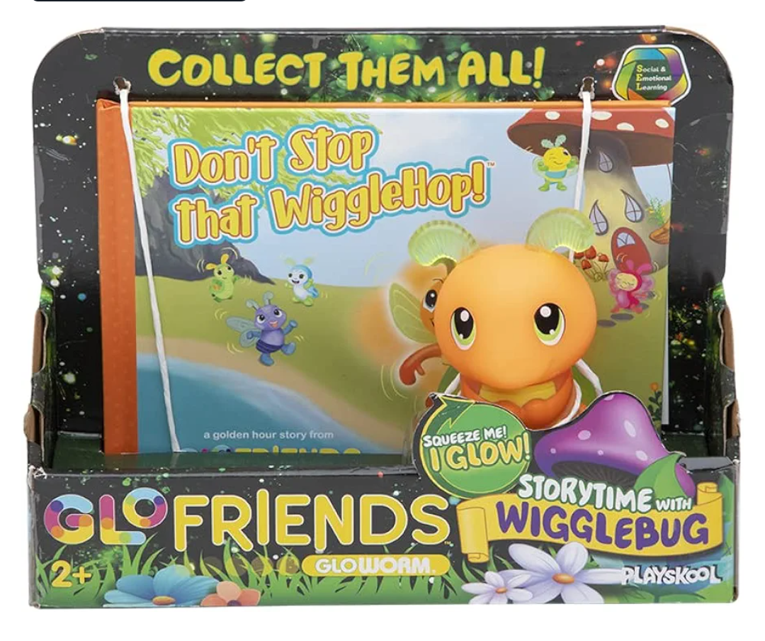 Playskool Glo Friends — Book with Glowing Social Emotional Learning Toy — Storytime with Wigglebug — for Ages 2+