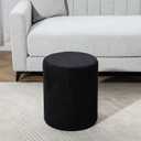 Get Set Style Modern Round Ottoman with Soft Padded Seat, Multifunctional Vanity Stool for Makeup, Upholstered Footrest Stool Ottoman Foot Stool for Living Room, Bedroom, 14.5"D x 14.5"W x 17.3"H