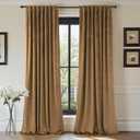 90 Inch Long Curtains Velvet Gold Brown Modern Farmhouse Thermal Curtain for Summer Heat Vintage Boho Rustic Neutral Elegant Fall Drape for Bedroom Dining Room Darkening Mid Century Decor 2 Panels Set