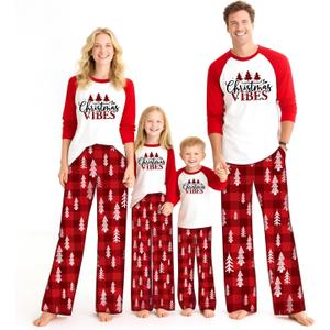 Matching Christmas Pajamas for Family Sets Holiday Jammies Sleepwear Christmas Pjs for Women Men Couples (XXL, Vibe)