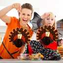 Outus Thanksgiving Hanging Paper Turkey Honeycomb Tissue Turkey Honeycomb Centerpiece for Thanksgiving Day Table Decorating Kit Party Supplies (6) Brown