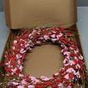 18In Artificial Pink Forsythia Wreath, Valentine's Day Front Door Wreath, Forsythia Flower Wreath for Front Door, Spring Pink Wreath for Home Wedding Window Wall Window Decor