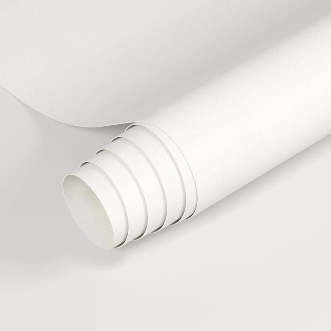 Oxdigi White Contact Paper Peel and Stick 23.6"x196" - Thick Wallpaper Self-Adhesive Vinyl Film for Cabinets, Wall, Old Furniture