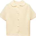 Tanming Womens Cardigan Sweaters Soft Chunky Knit Top Short Sleeve Button Loose Outerwear Sweater (Small, Beige)