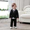 Baby Boys' Blazer Long Sleeves Shirts Pants Gentleman Suit 3 Pieces Sets Black 2-3 Years