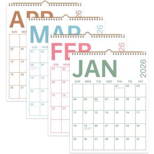 2 x Comix 2026 Wall Calendar 11.5x14 Inch - 12 Month Jan to Dec 2026, Thick 120GSM Paper, Large Blocks Monthly Calendar for Notes, Home Office & School Scheduling (Colorful Large Text)
