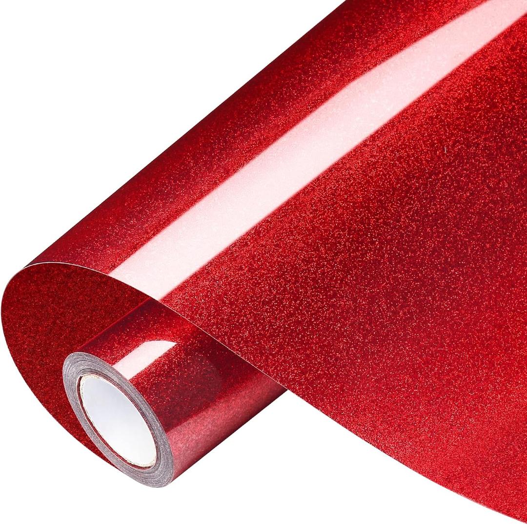 VinylRus Glitter Heat Transfer Vinyl Rolls-10 x 8ft Red Iron on Vinyl for Shirts,Glitter HTV Vinyl for All Cutter Machine VinylRus Glitter Heat Transfer Vinyl Rolls-10 x 8ft Red Iron on Vinyl for Shirts,Glitter HTV Vinyl for All Cutter Machine