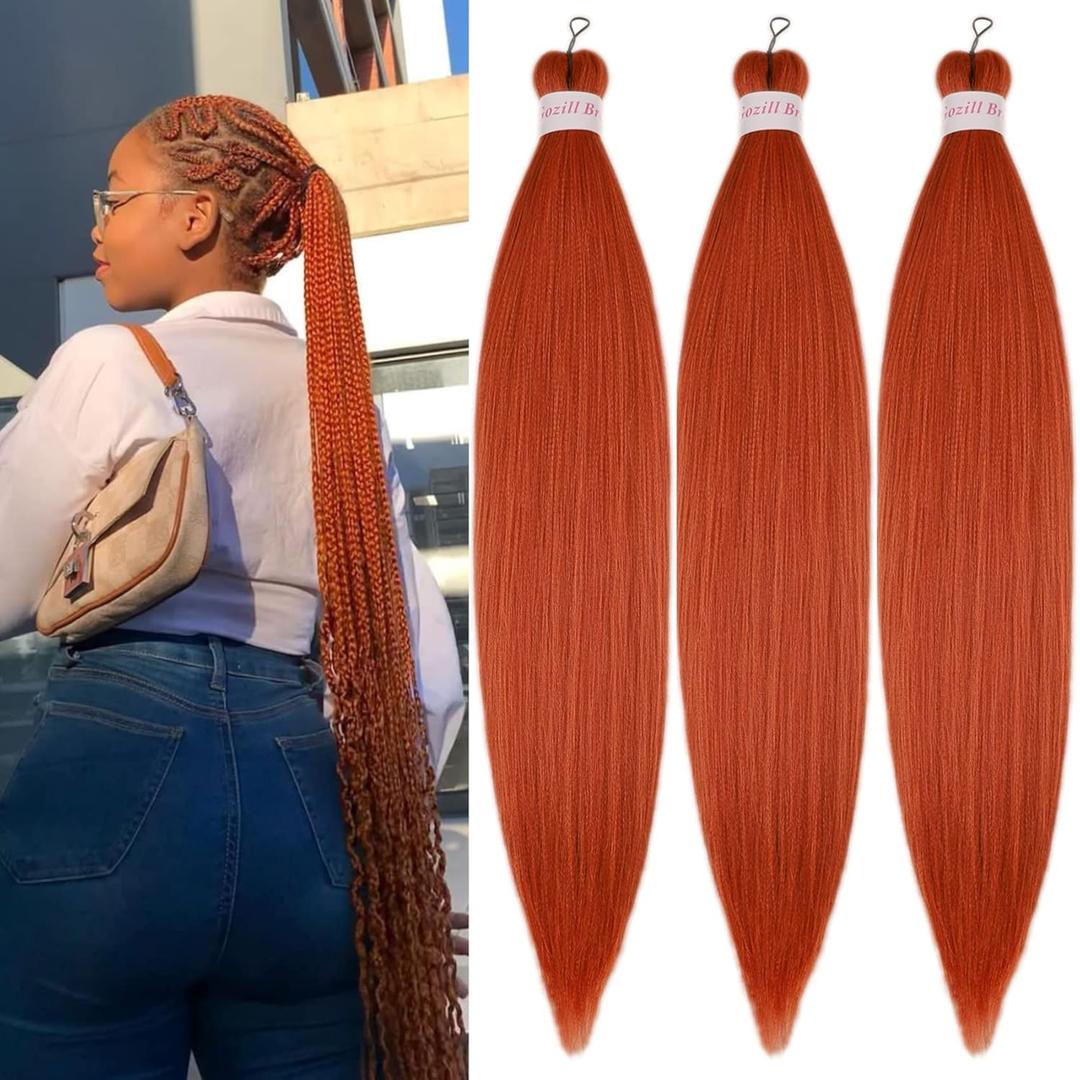 Ginger Orange Braiding Hair Pre Stretched Box Braids Hair Extension 26 Inch Colored Fake Hair for Braiding Ginger Orange Braiding Hair Pre Stretched Box Braids Hair Extension 26 Inch Colored Fake Hair for Braiding