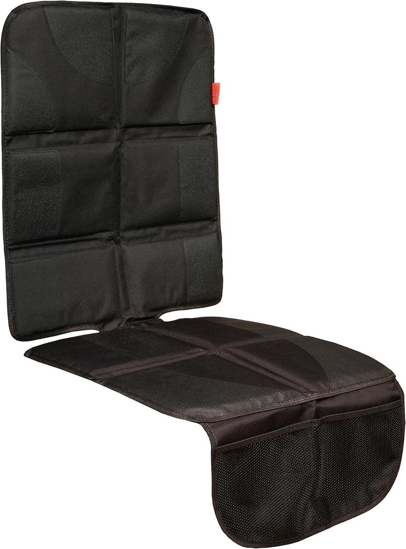 Lusso Gear Car Seat Protector for Baby Car Seat - Thick Padding - Seat Protector Under Baby Car Seat with 2 Mesh Storage Pockets - Black Waterproof Baby Car Seat Protector - Non-Slip Padded Backing (1-Pack Black)