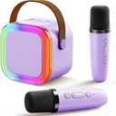 Mini Karaoke Machine for Kids: Portable Singing Machine with 2 Wireless Microphones - Christmas Birthday Gifts for 4 5 6 7 8 Year Old Girls (Purple)