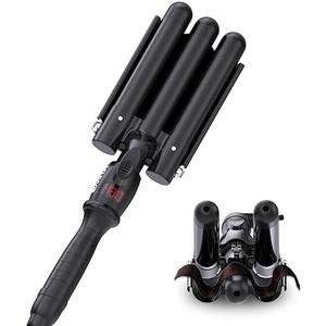 kuwa Crimper Hair Tool,Beach Waves Curling Iron,3 Barrel Curling Iron,Hair Crimper for Women,HairWaver with LCD Temperature Display