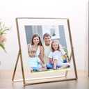 2-Pack Gold 8x8 Floating Photo Frames | Fits 6x6 Photos | Metal Beaded Design | Tabletop/Shelf Display | Elegant Wedding & Thanksgiving Gift, 8x8''For 6x6''2PK