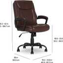 Amazon Basics Classic Puresoft PU Padded Mid-Back Office Chair with Armrest, Height Adjustable, Wheels, 25.75"D x 24.25"W x 42.25"H, Brown