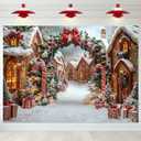 Mocsicka Christmas Backdrop Cane Candy Christmas Photography Backdrop Snow Scene Xmas Party Decoration Holiday Photo Booth Props (10x7ft)