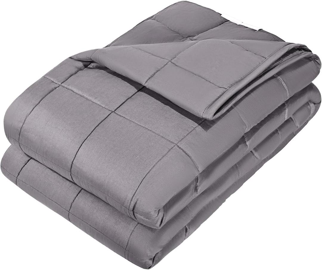 VEVOR Weighted Blanket 80 x 87 inch - King Size, 25 lbs Heavy Blanket with Cooling Glass Beads, 100% Cotton Soft & Breathable Weighted Blankets for Adults 250-310 lbs, Ideal Gift Choice (Grey)