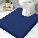 Smiry Memory Foam Toilet Rugs U-Shaped 24x20, Extra Soft Absorbent Non-Slip Contour Bathroom Rugs, Machine Washable Bath Mats for Toilet, Navy Blue
