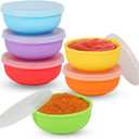KOLUTI Nonstick Silicone 2oz Pinch Bowls Set of 6, Mini Colorful Condiment Sauce Dip Prep Bowl with Lid, Snack Serving Food Storage Mixing Containers for Side Dish, Microwave & Freezer Safe