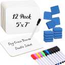 Affrolling 12 Sets Small Whiteboard Dry Erase Boards 5" x7'' Mini Double Sided Dry Erase Lap Boards with Markers Erasers Pen Holders Personal Whiteboards for Students Classroom Teacher