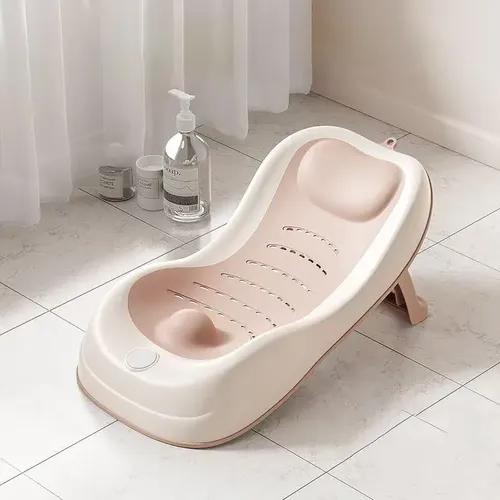 Baby Bath Support, Foldable Infant Bathtub for Newborn Babies 0-6 Months, Soft Sink Baby Bath Tub (Pink)