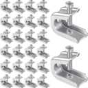 Hicarer 25 Pcs 1/4" x 20 Beam Clamp Heavy Duty Steel, Zinc Plated C-clamp Fastener for I-beams and Strut Channels, Secure Conduit & Pipe Hanging Support