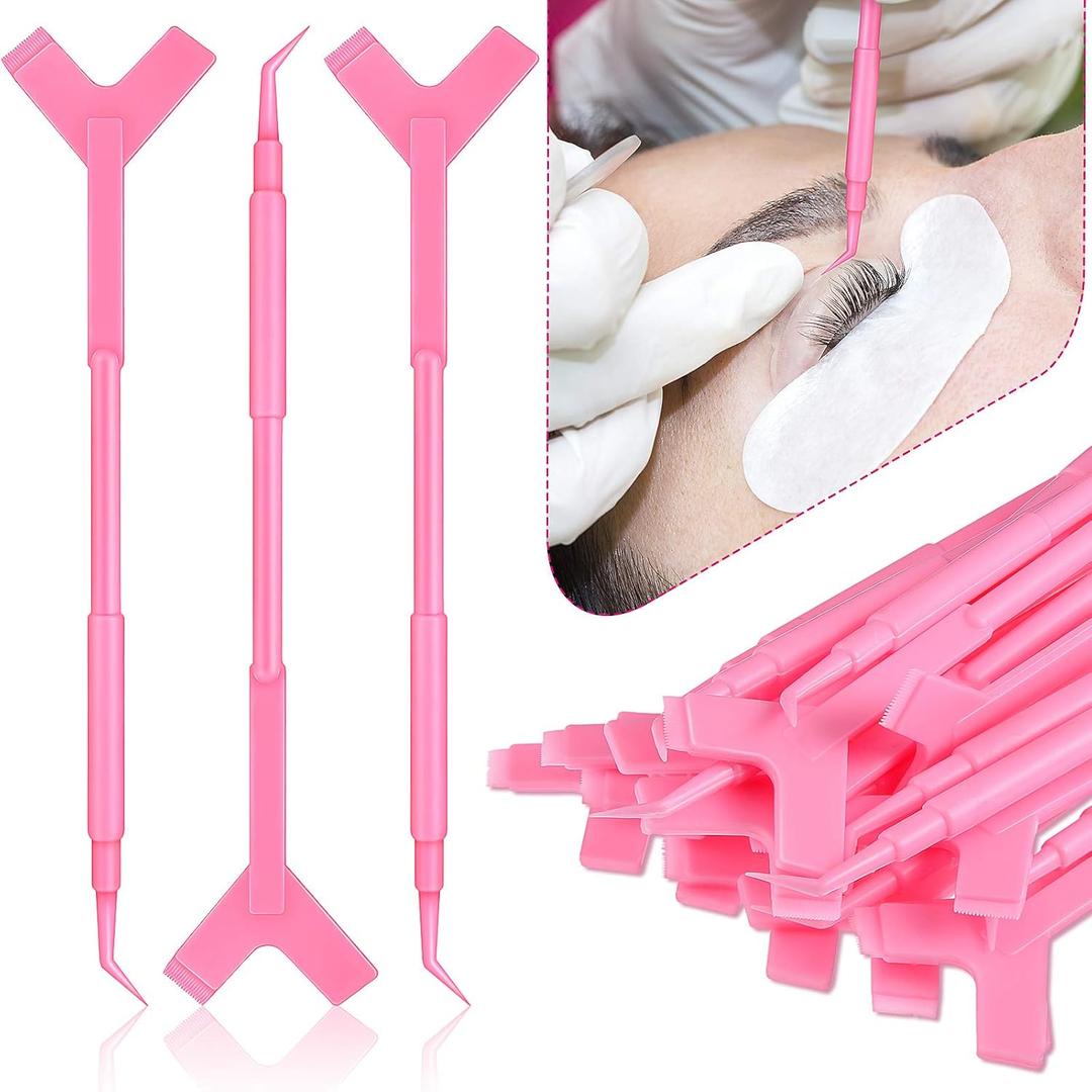 30 Pieces Y Shape Eyelash Lift & Lifting Tool Brush Set - Silicone Grafting Eyelash Extension Makeup Tool for Women(Pink)